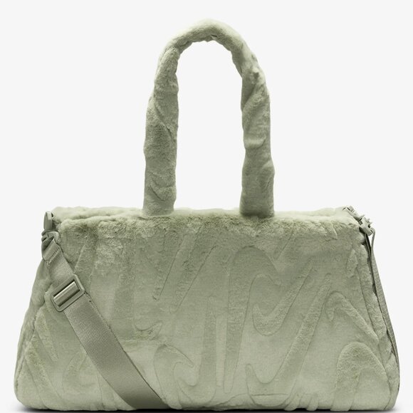 Nike Sportswear Faux Fur Large Duffle Tote Bag Jade Horizon - Picture 1 of 10
